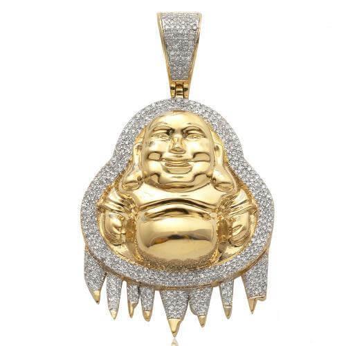 10KY 0.60CTW DRIPPING DIAMOND FAT BUDDHA PENDANT - Johnny Dang & Co