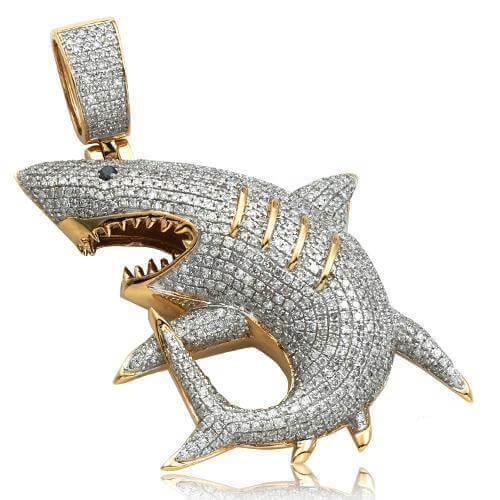 10KY 2.85CTW DIAMOND SHARK PENDANT - Johnny Dang & Co