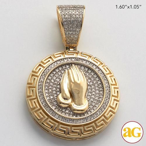 10KY 0.65CTW DIAMOND PRAYING HANDS MEDALLION - Johnny Dang & Co