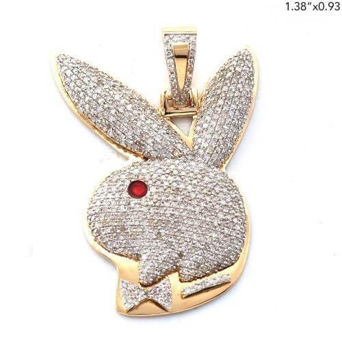 10KY 1.50CTW DIAMOND RABBIT WITH BOWTIE PENDANT - Johnny Dang & Co