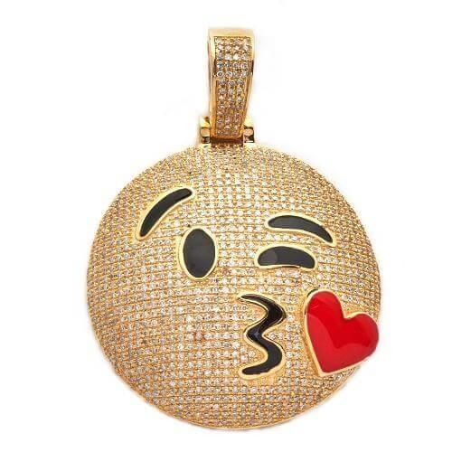 10KY 2.00CTW DIAMOND BLOWING KISS EMOJI PENDANT - Johnny Dang & Co