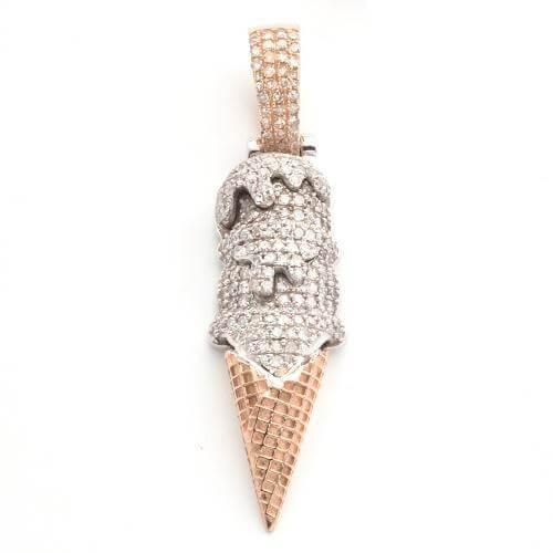 10KR 0.75CTW DIAMOND ICE CREAM CONE PENDANT - Johnny Dang & Co