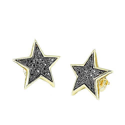 10KY 0.25CTW BLACK DIAMOND STAR EARRING - Johnny Dang & Co