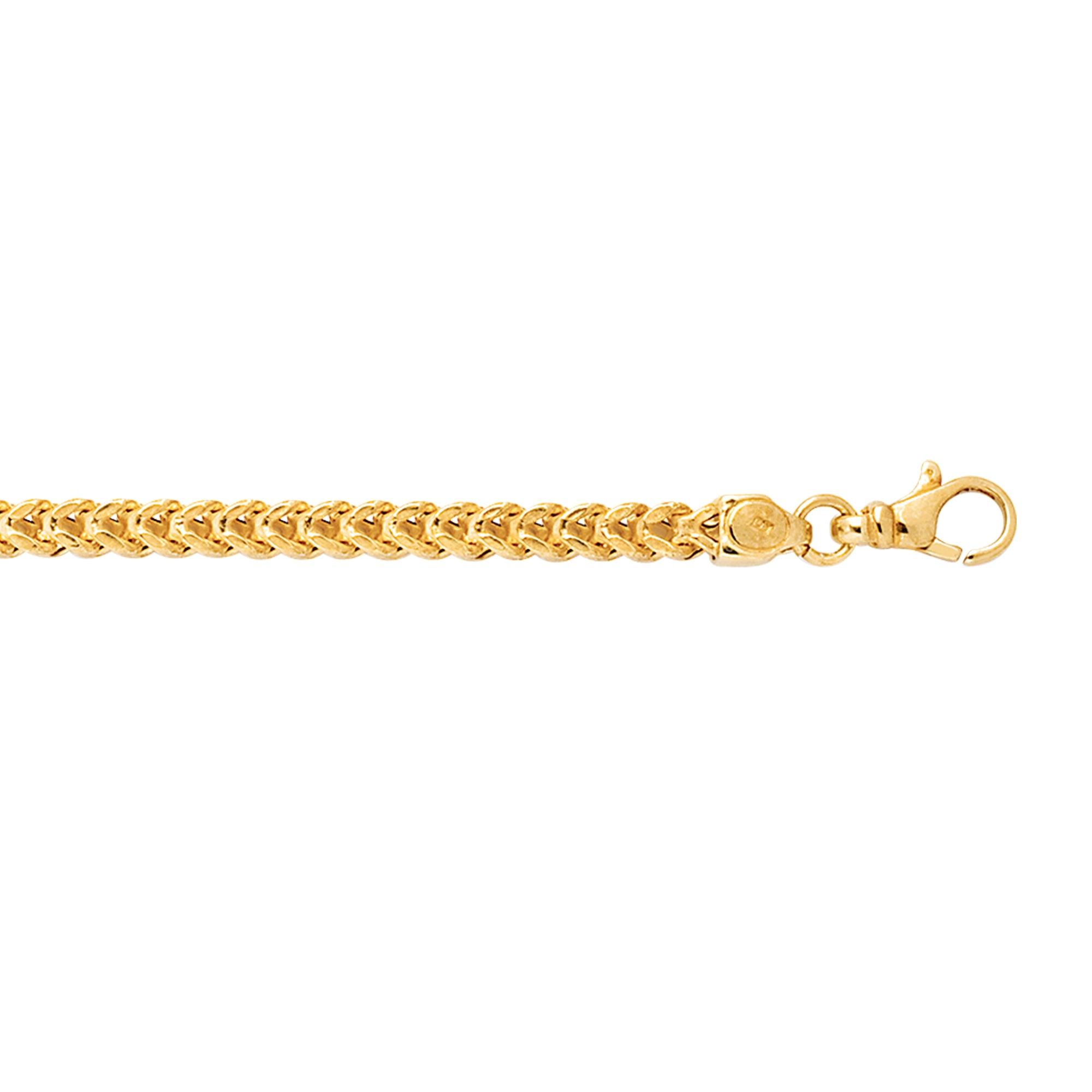 14K Gold 4.4mm Semi-Solid Square Franco bracelet - Johnny Dang & Co