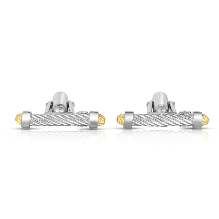 Sterling Silver, 18K Gold Cable Bar Cufflinks - Johnny Dang & Co