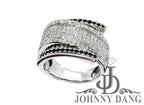 Custom White and Black Diamond Micro Pave Ring - Johnny Dang & Co