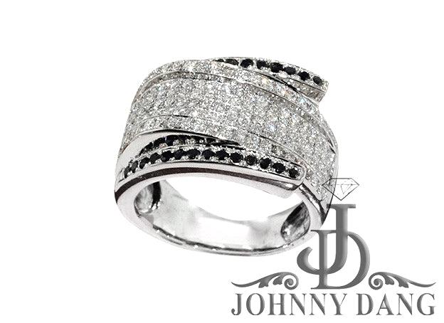 Custom White and Black Diamond Micro Pave Ring - Johnny Dang & Co