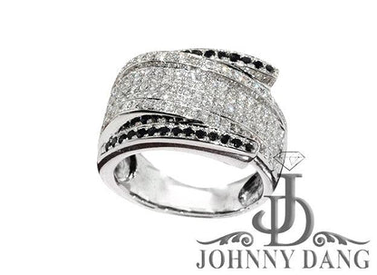 Custom White and Black Diamond Micro Pave Ring - Johnny Dang & Co