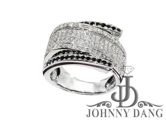 Custom White and Black Diamond Micro Pave Ring - Johnny Dang & Co