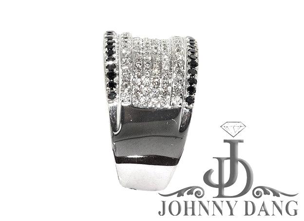 Custom White and Black Diamond Micro Pave Ring - Johnny Dang & Co