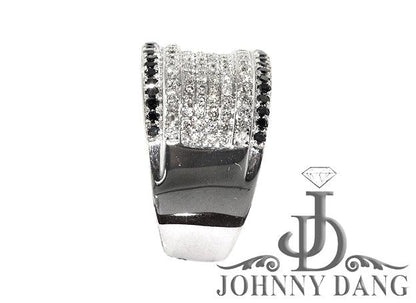 Custom White and Black Diamond Micro Pave Ring - Johnny Dang & Co