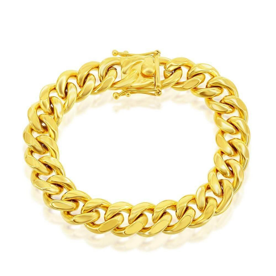 Stainless Steel 14mm Miami Cuban Link Bracelet - Gold Plated - Johnny Dang & Co