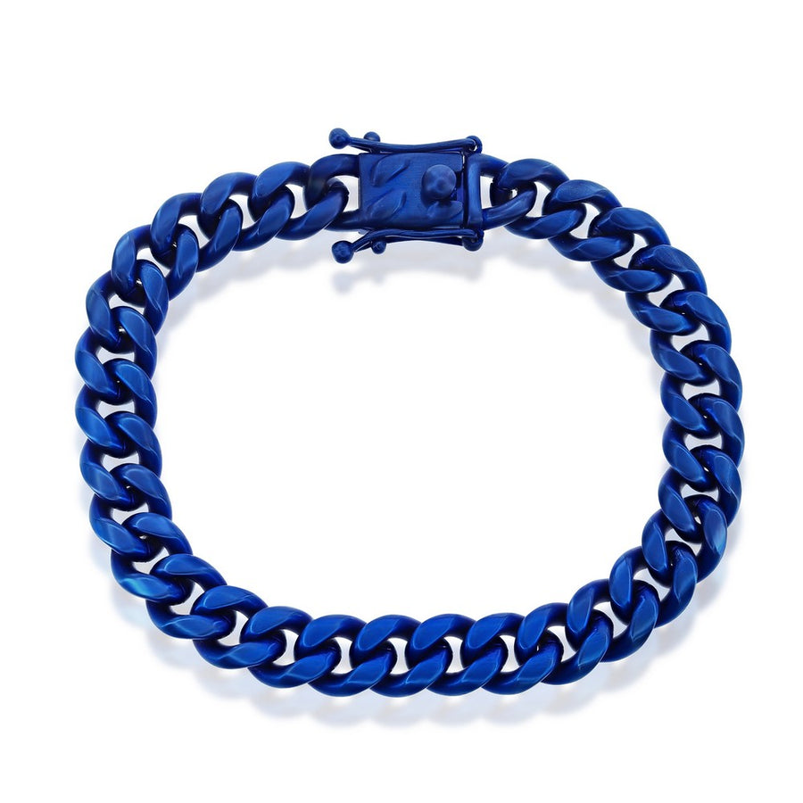 Stainless Steel 10mm Miami Cuban Link Bracelet - Blue Plated