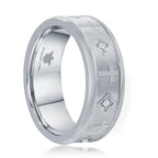 Stainless Steel Brushed & Polished CZ Cross Ring - Johnny Dang & Co