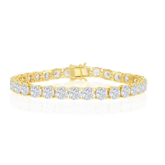 Sterling Silver 6mm Prong-Set Round CZ Tennis Bracelet - Gold Plated - Johnny Dang & Co
