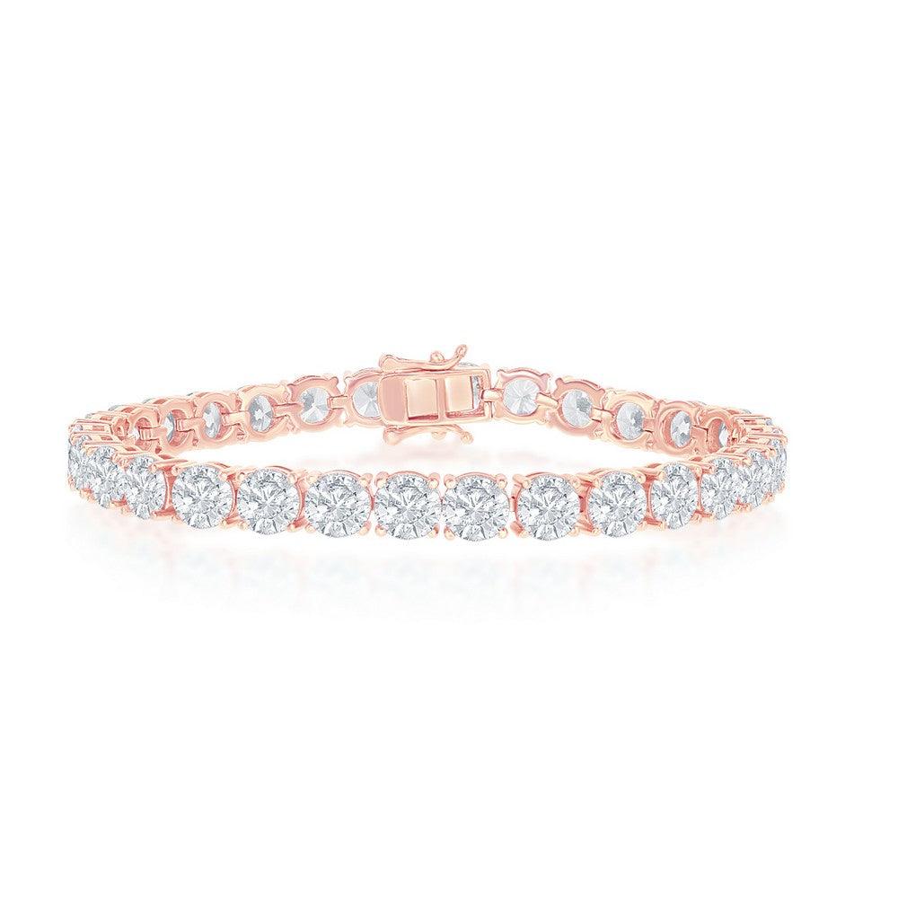 Sterling Silver 6mm Prong-Set Round CZ Tennis Bracelet - Rose Gold Plated - Johnny Dang & Co