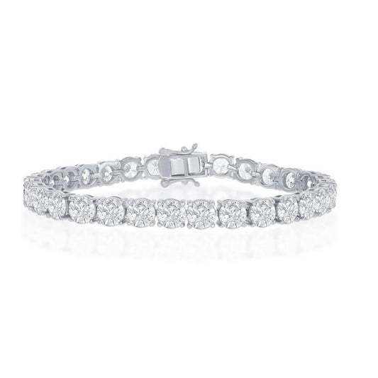 Sterling Silver 6mm Prong-Set Round CZ Tennis Bracelet - Johnny Dang & Co