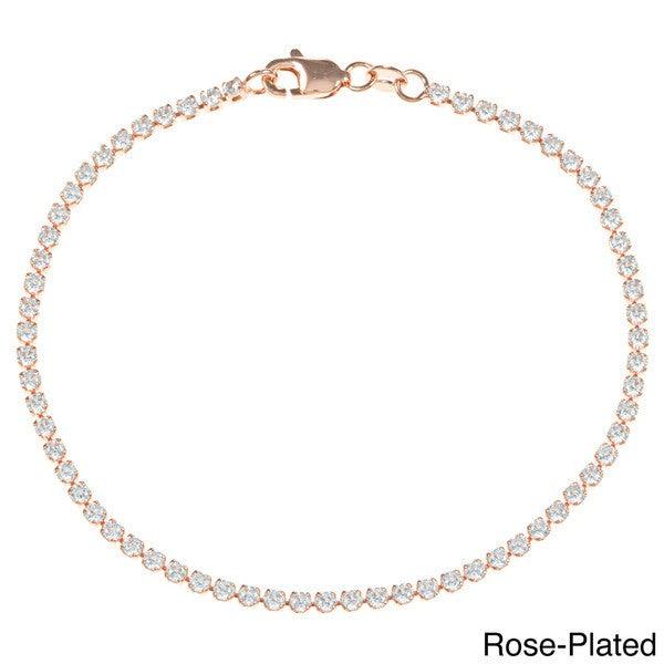 Sterling Silver Thin CZ Tennis Bracelet - Rose Gold Plated - Johnny Dang & Co