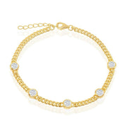 Sterling Silver Bezel-Set CZ by the Yard Curb Chain Bracelet - Gold Plated - Johnny Dang & Co