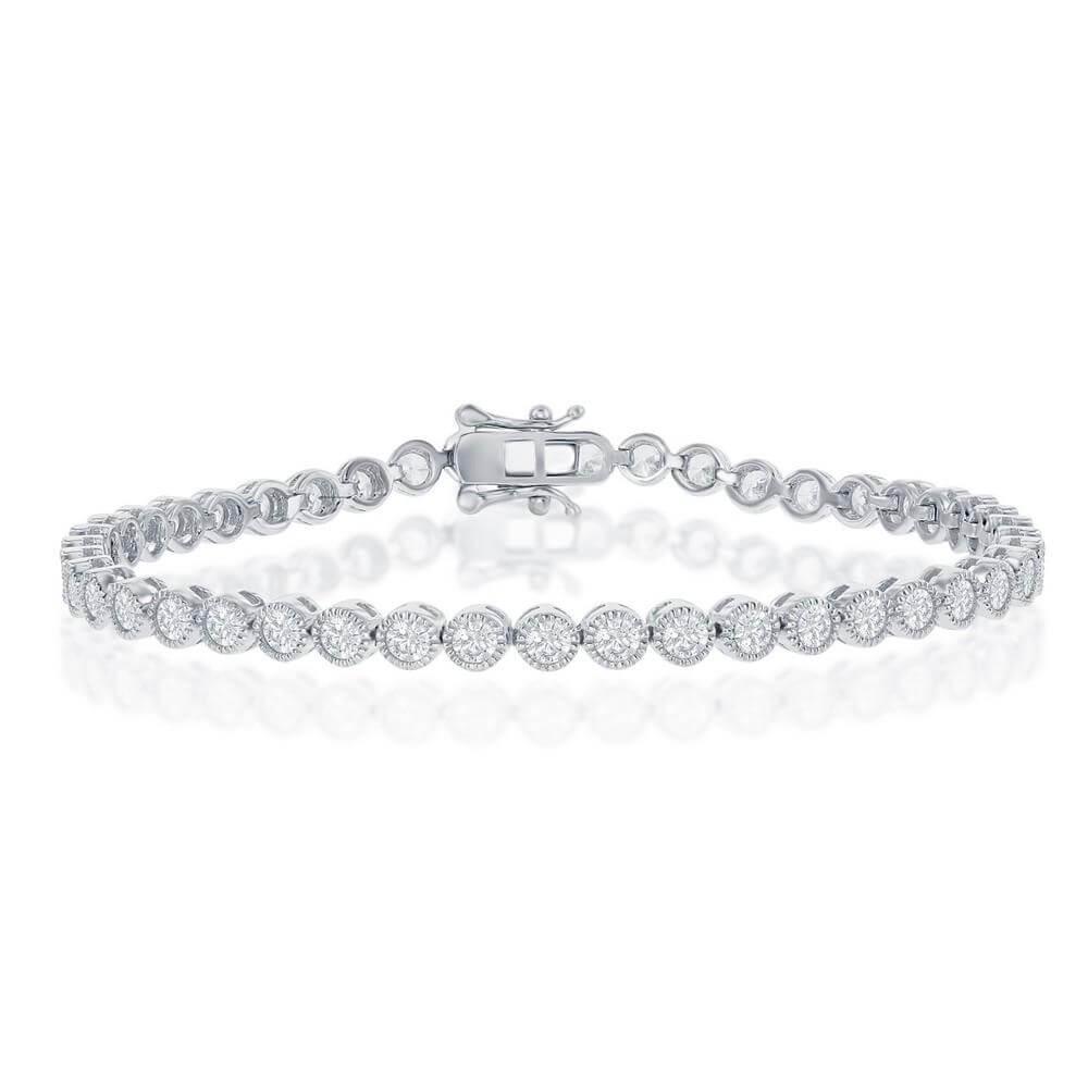 Sterling Silver 4mm Round CZ Tennis Bracelet - Johnny Dang & Co