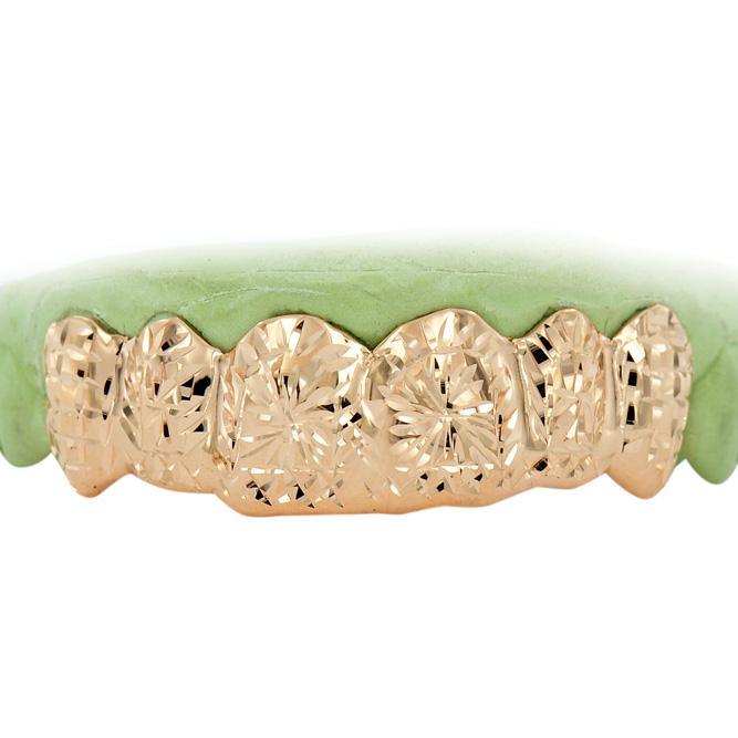 Custom 6 Teeth Solid Grill with Sunburst Diamond Cuts - TVJ-6045 - Johnny Dang & Co