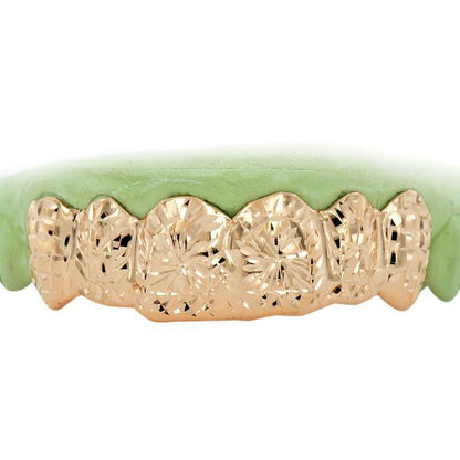 Custom 6 Teeth Solid Grill with Sunburst Diamond Cuts - TVJ-6045 - Johnny Dang & Co