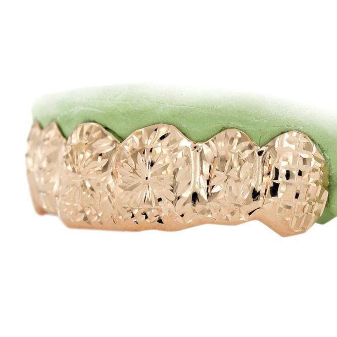 Custom 6 Teeth Solid Grill with Sunburst Diamond Cuts - TVJ-6045 - Johnny Dang & Co