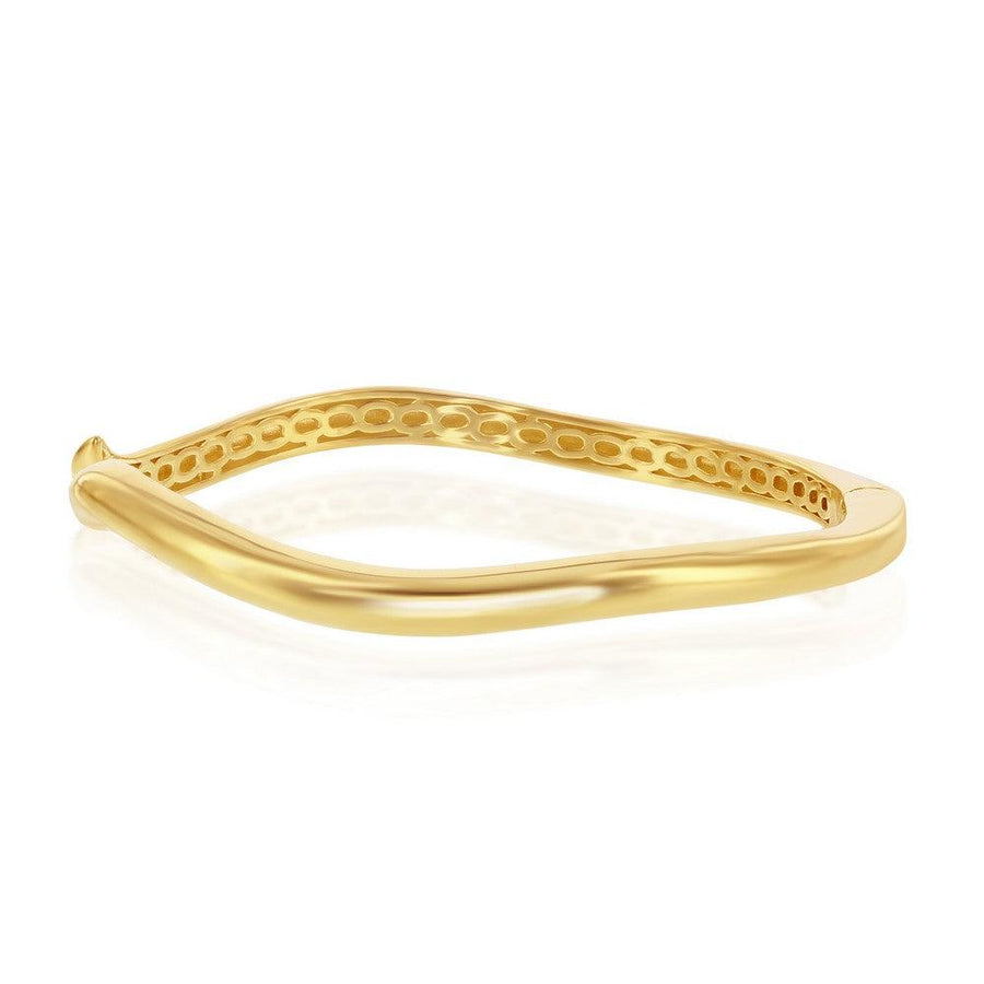 Sterling Silver Waved Bangle - Gold Plated - Johnny Dang & Co
