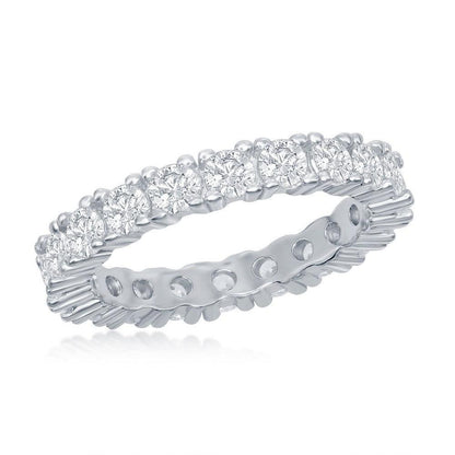 Sterling Silver 3mm CZ Eternity Band Ring - Johnny Dang & Co