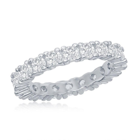 Sterling Silver 3mm CZ Eternity Band Ring - Johnny Dang & Co