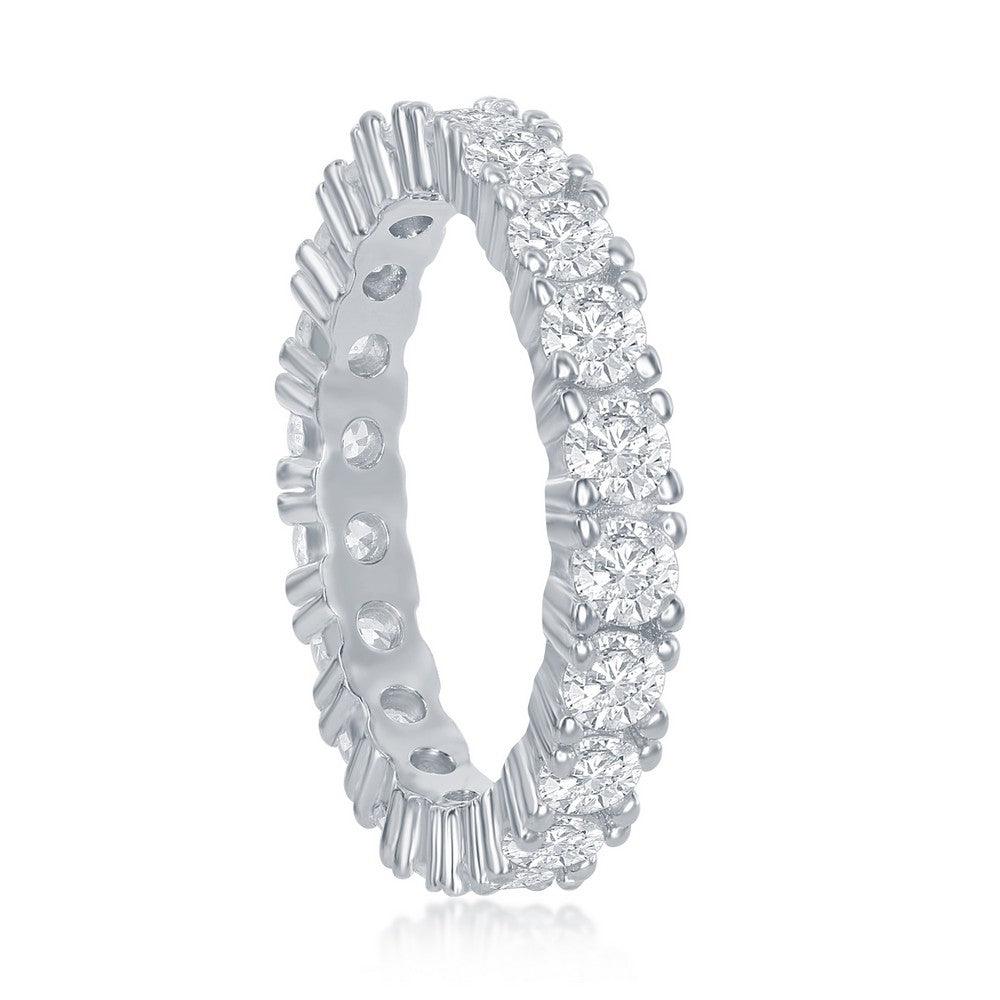 Sterling Silver 3mm CZ Eternity Band Ring - Johnny Dang & Co