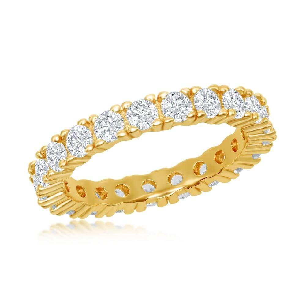 Sterling Silver 3mm CZ Eternity Band Ring - Gold Plated - Johnny Dang & Co