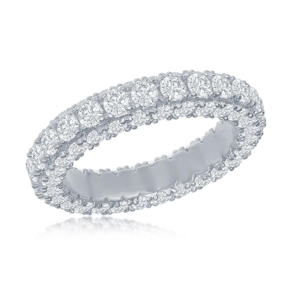 Sterling Silver, All around, Triple Row CZ, Eternity Band - Johnny Dang & Co