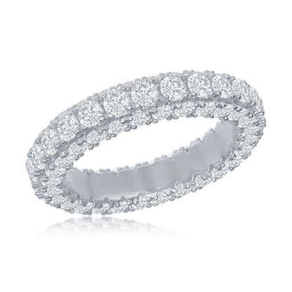 Sterling Silver, All around, Triple Row CZ, Eternity Band - Johnny Dang & Co