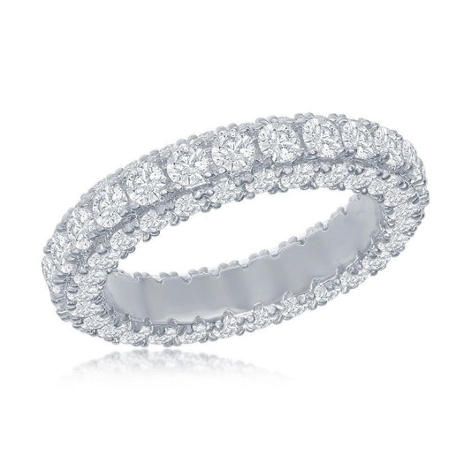 Sterling Silver, All around, Triple Row CZ, Eternity Band - Johnny Dang & Co