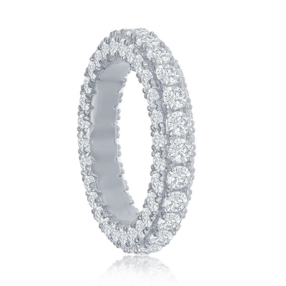 Sterling Silver, All around, Triple Row CZ, Eternity Band - Johnny Dang & Co
