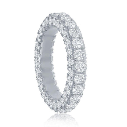 Sterling Silver, All around, Triple Row CZ, Eternity Band - Johnny Dang & Co