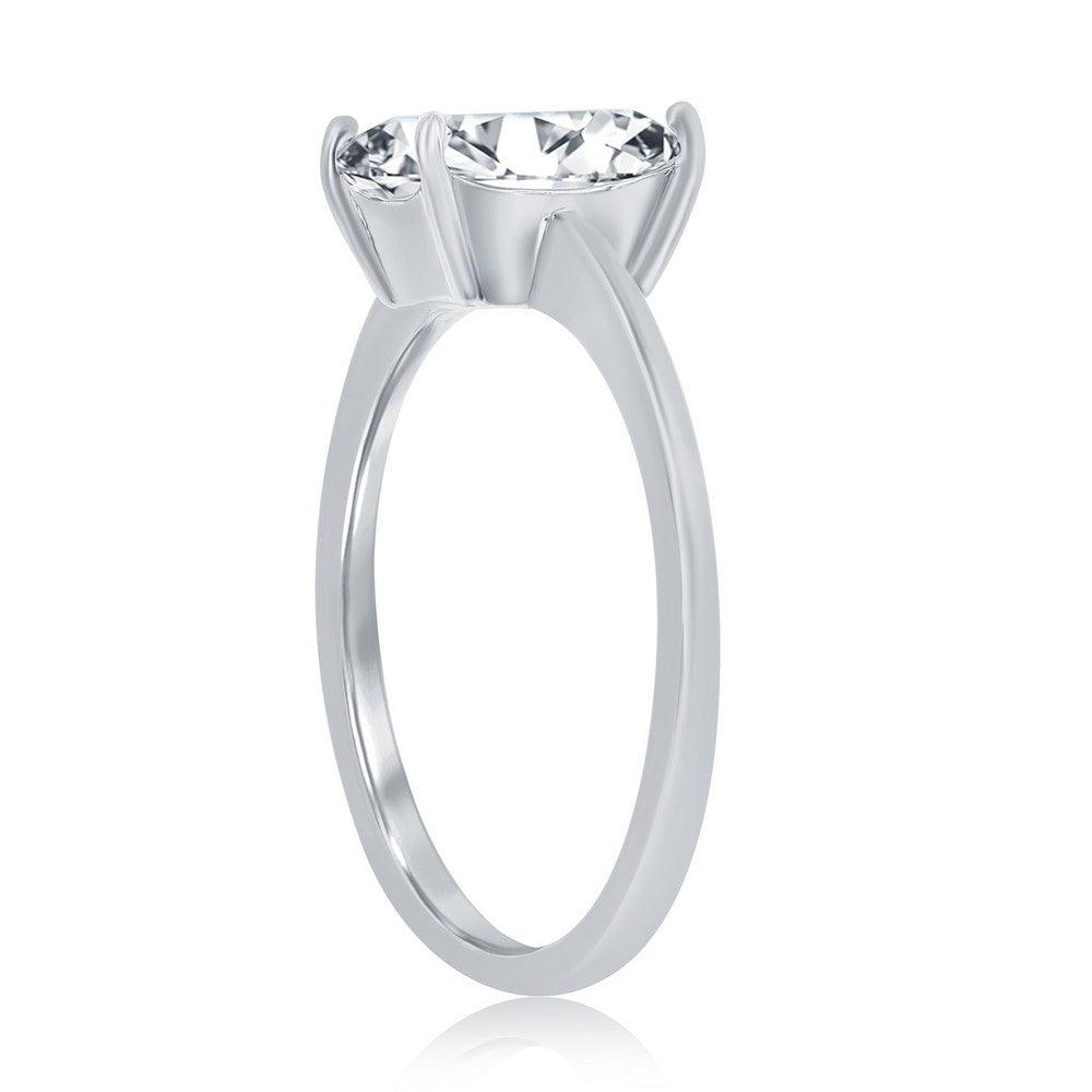 Sterling Silver Four-Prong 8mm CZ Emerald-Cut Engagement Ring. Size 6,7,8,9 - Johnny Dang & Co