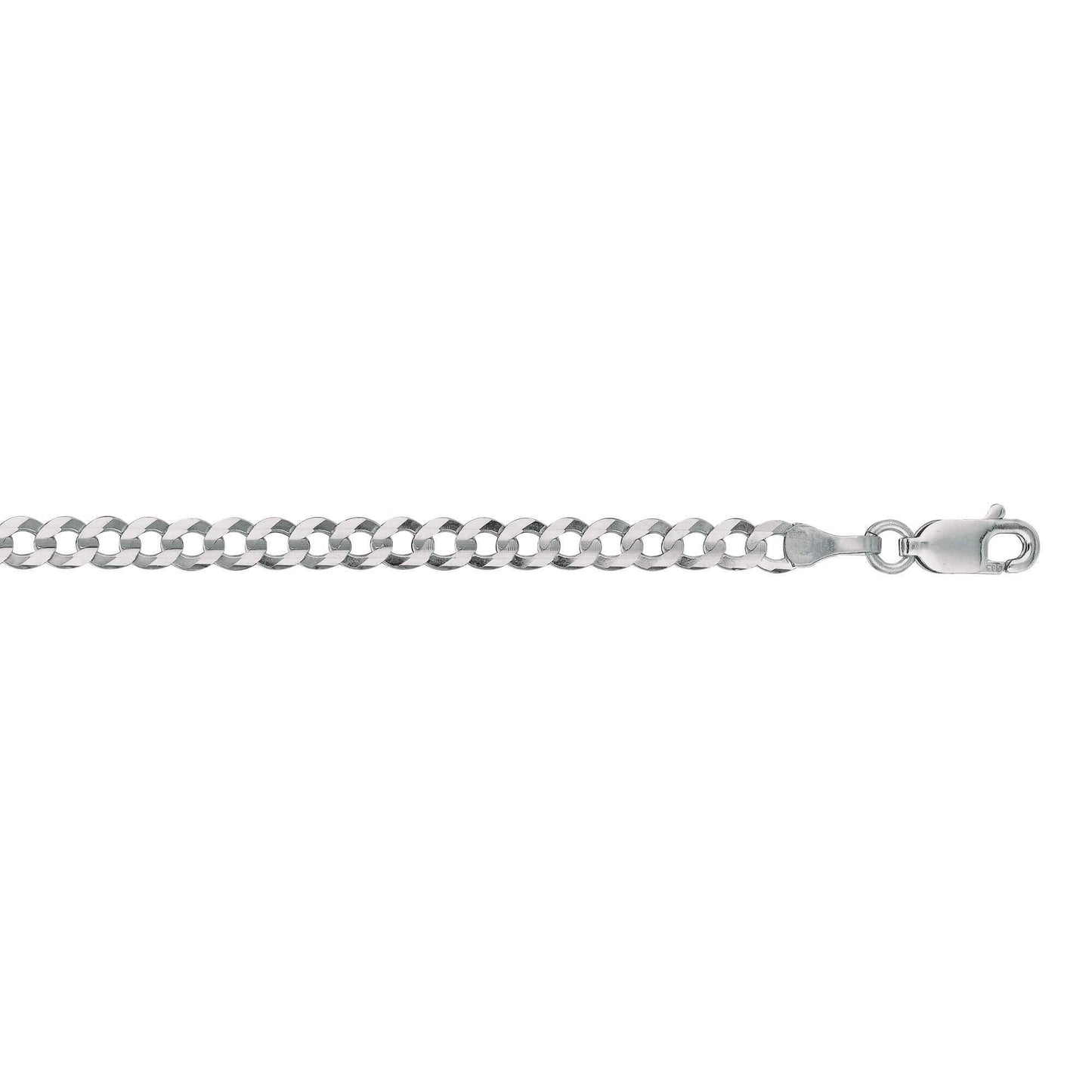14kt 7 inches White Gold 3.6mm Diamond Cut Comfort Curb Chain with Lobster Clasp - Johnny Dang & Co