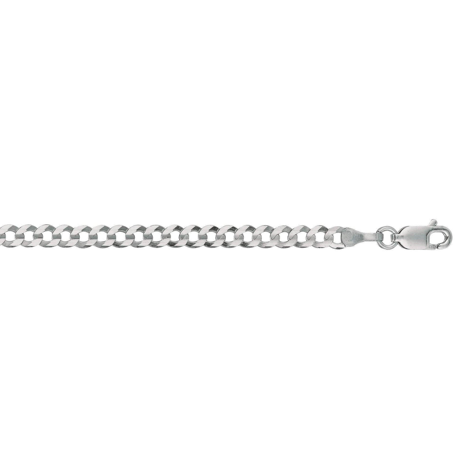 14kt 7 inches White Gold 3.6mm Diamond Cut Comfort Curb Chain with Lobster Clasp - Johnny Dang & Co