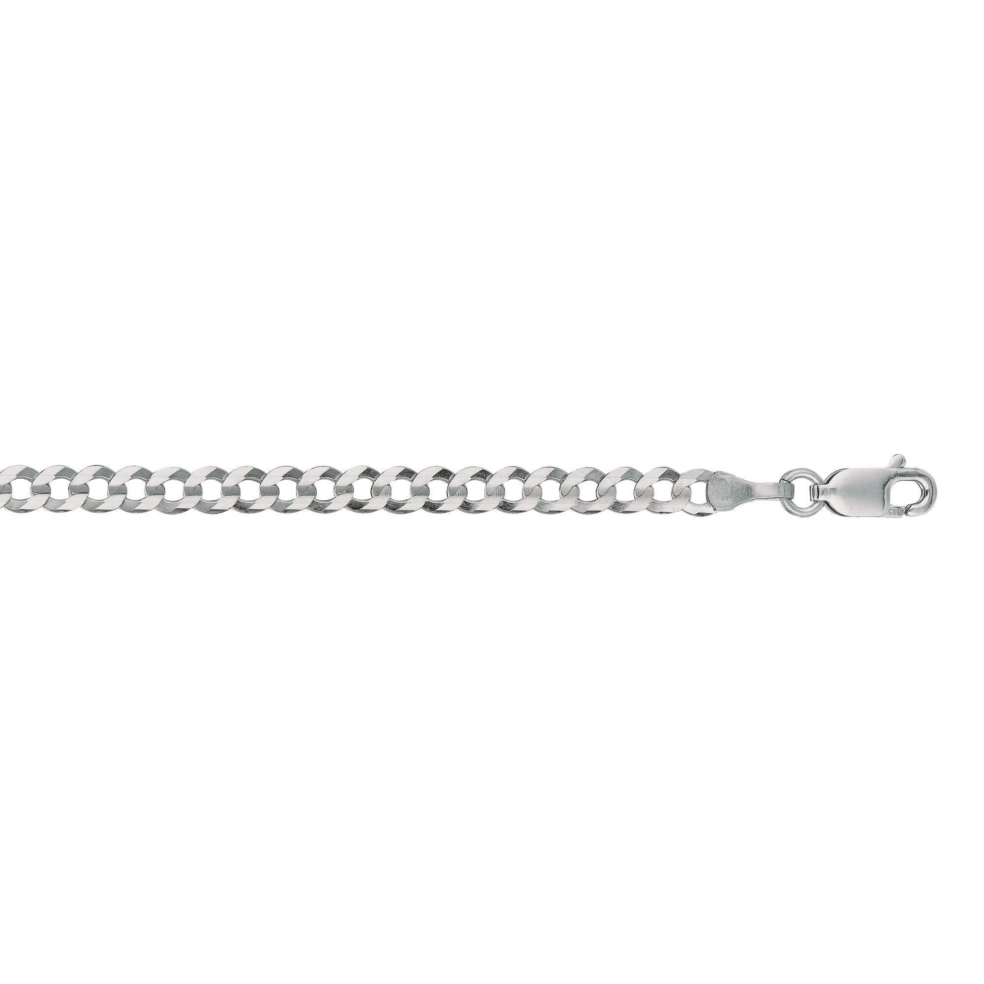 14kt 7 inches White Gold 3.6mm Diamond Cut Comfort Curb Chain with Lobster Clasp - Johnny Dang & Co