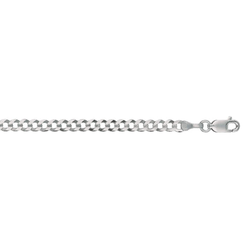 14kt 7 inches White Gold 3.6mm Diamond Cut Comfort Curb Chain with Lobster Clasp