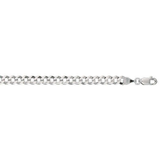 14kt 8 inches White Gold 4.7mm Diamond Cut Comfort Curb Chain with Lobster Clasp - Johnny Dang & Co