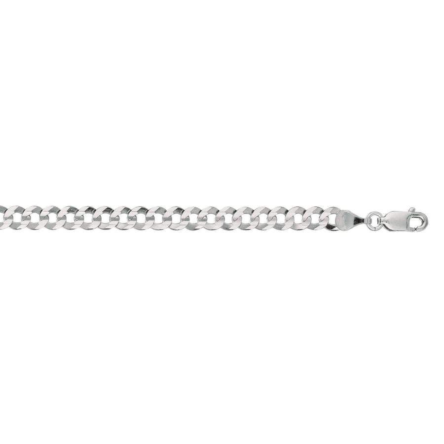 14kt 8 inches White Gold 4.7mm Diamond Cut Comfort Curb Chain with Lobster Clasp