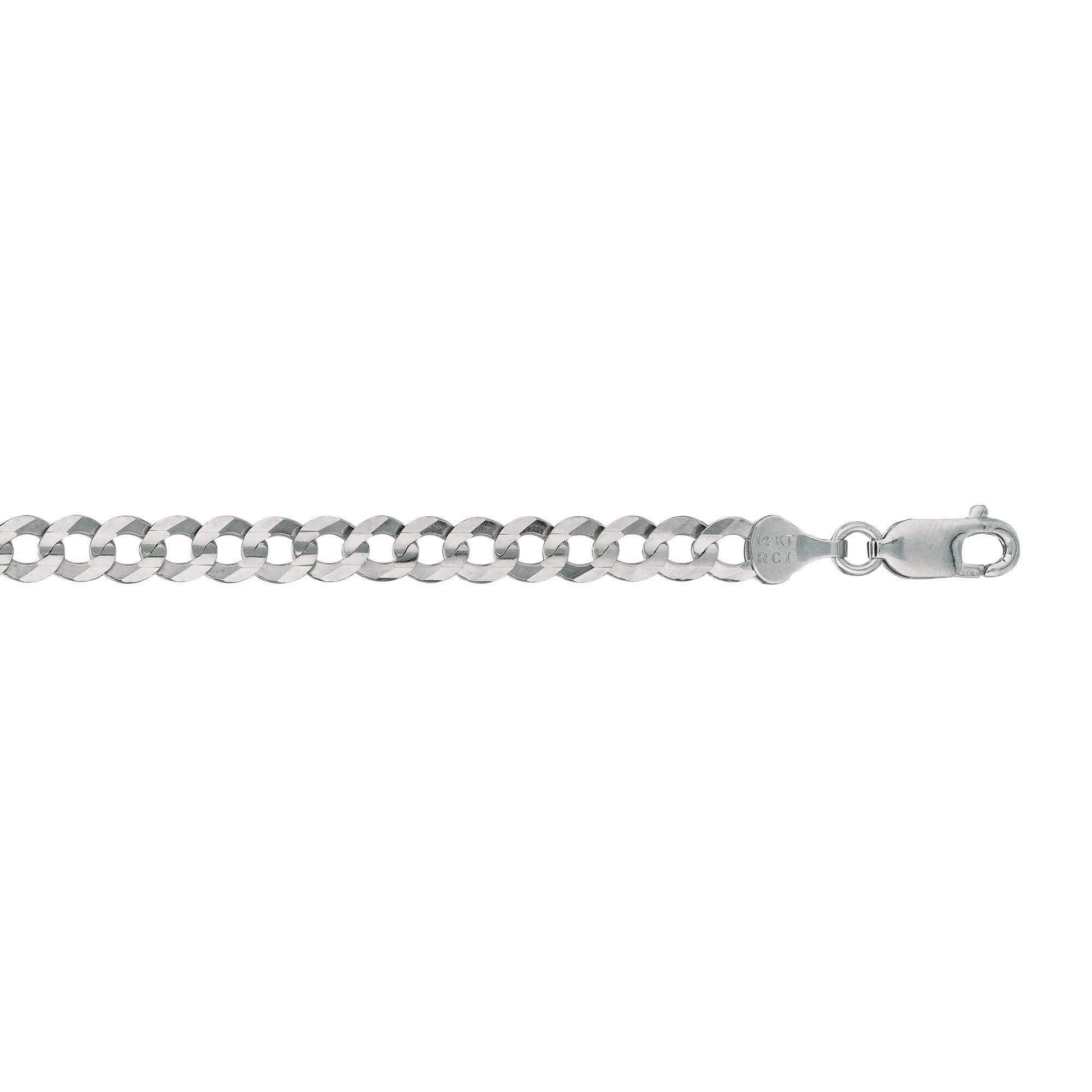 14kt 8.50 inches White Gold 5.7mm Diamond Cut Comfort Curb Chain with Lobster Clasp - Johnny Dang & Co