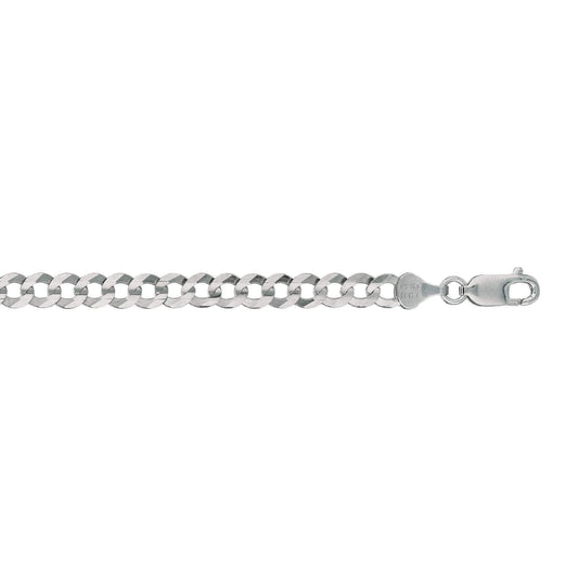 14kt 8.50 inches White Gold 5.7mm Diamond Cut Comfort Curb Chain with Lobster Clasp - Johnny Dang & Co