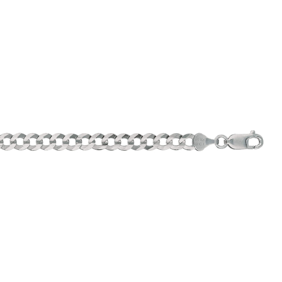 14kt 8.50 inches White Gold 5.7mm Diamond Cut Comfort Curb Chain with Lobster Clasp