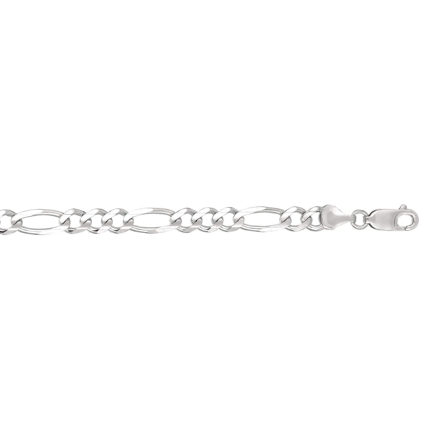 14kt 20 inches White Gold 6.0mm Diamond Cut Alternate 3+1 Classic Figaro Chain with Lobster Clasp - Johnny Dang & Co