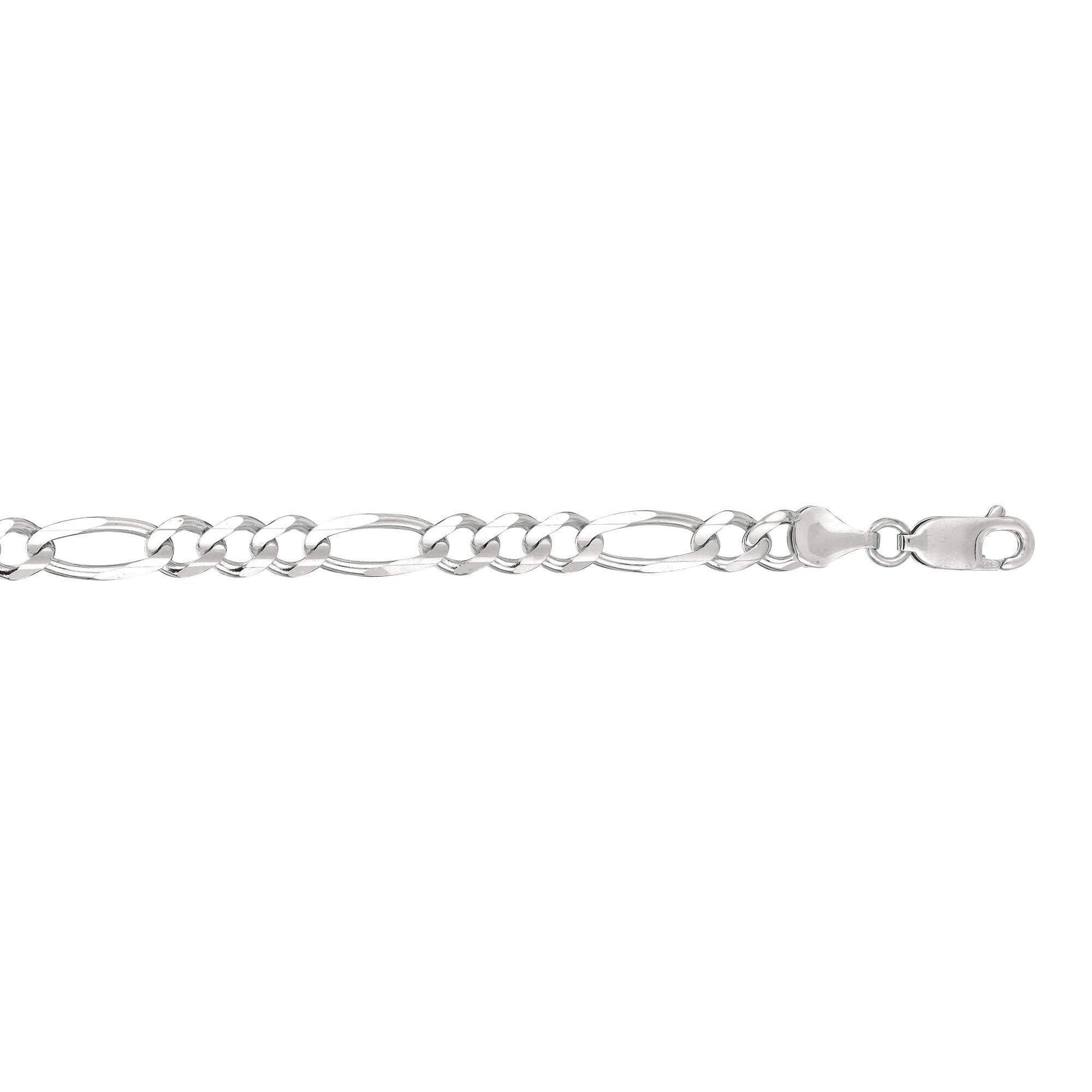 14kt 20 inches White Gold 6.0mm Diamond Cut Alternate 3+1 Classic Figaro Chain with Lobster Clasp - Johnny Dang & Co
