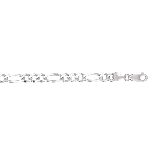 14kt 20 inches White Gold 6.0mm Diamond Cut Alternate 3+1 Classic Figaro Chain with Lobster Clasp - Johnny Dang & Co